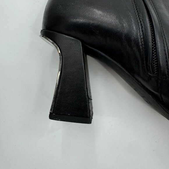 Furla Sirena Black Leather Square-Toe Ankle Boots Size7.5 or  38.5 Made In Italy - Picture 9 of 15